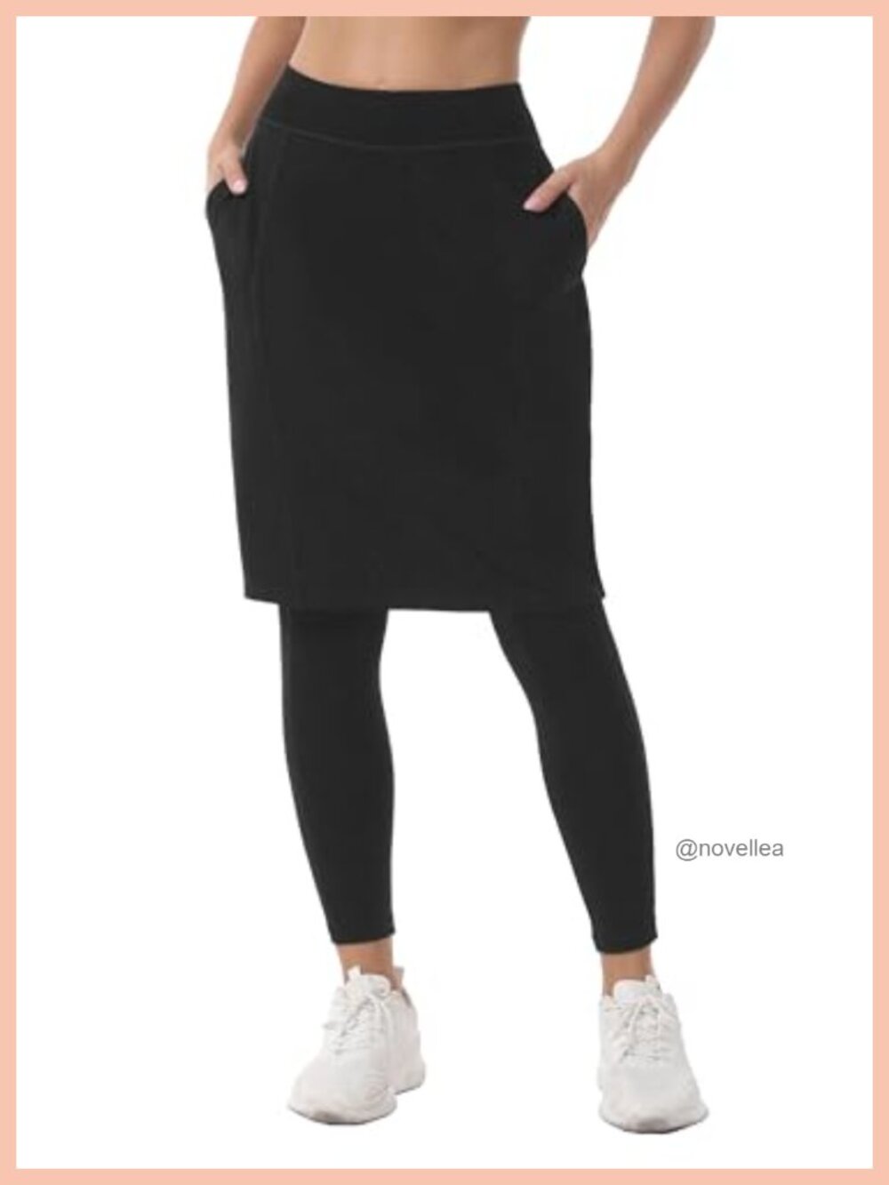 23" Knee Length Athletic Skirt with Full Leggings Attached Pockets